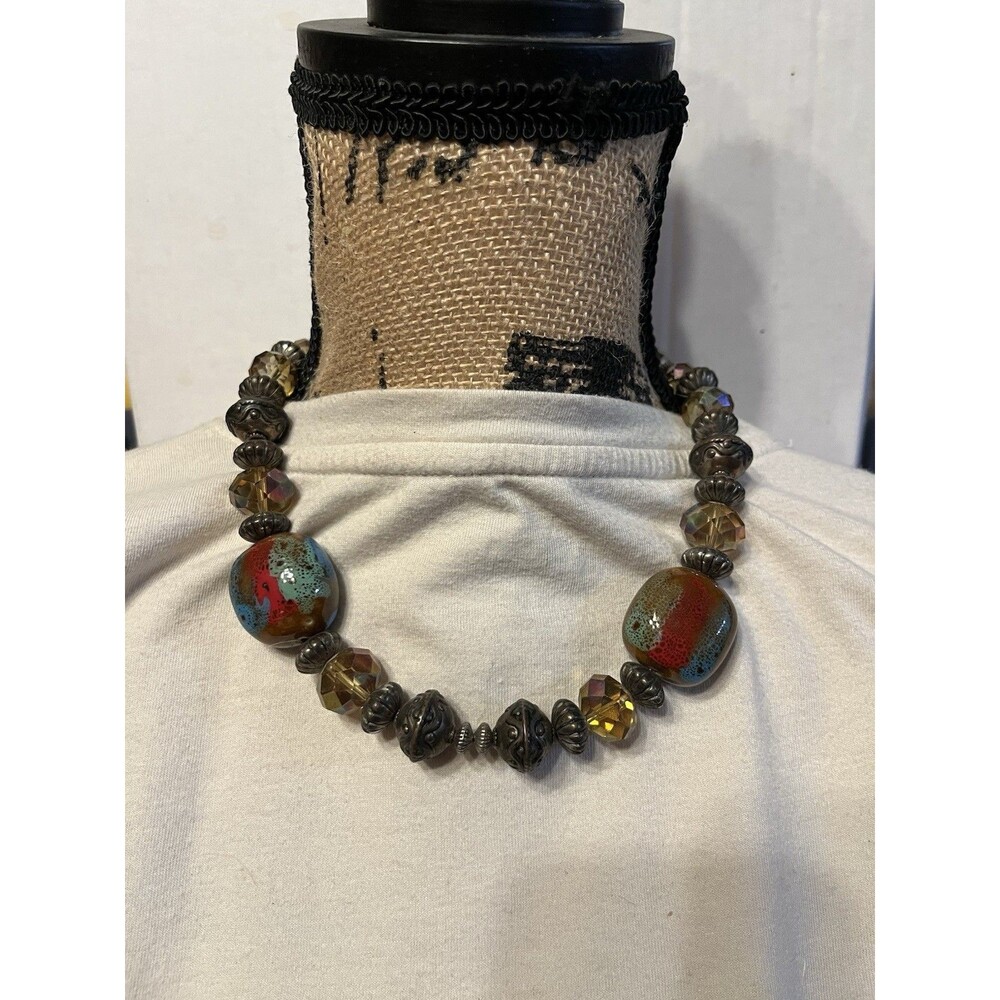 Vintage Chunky Bohemian Statement Necklace. 9”